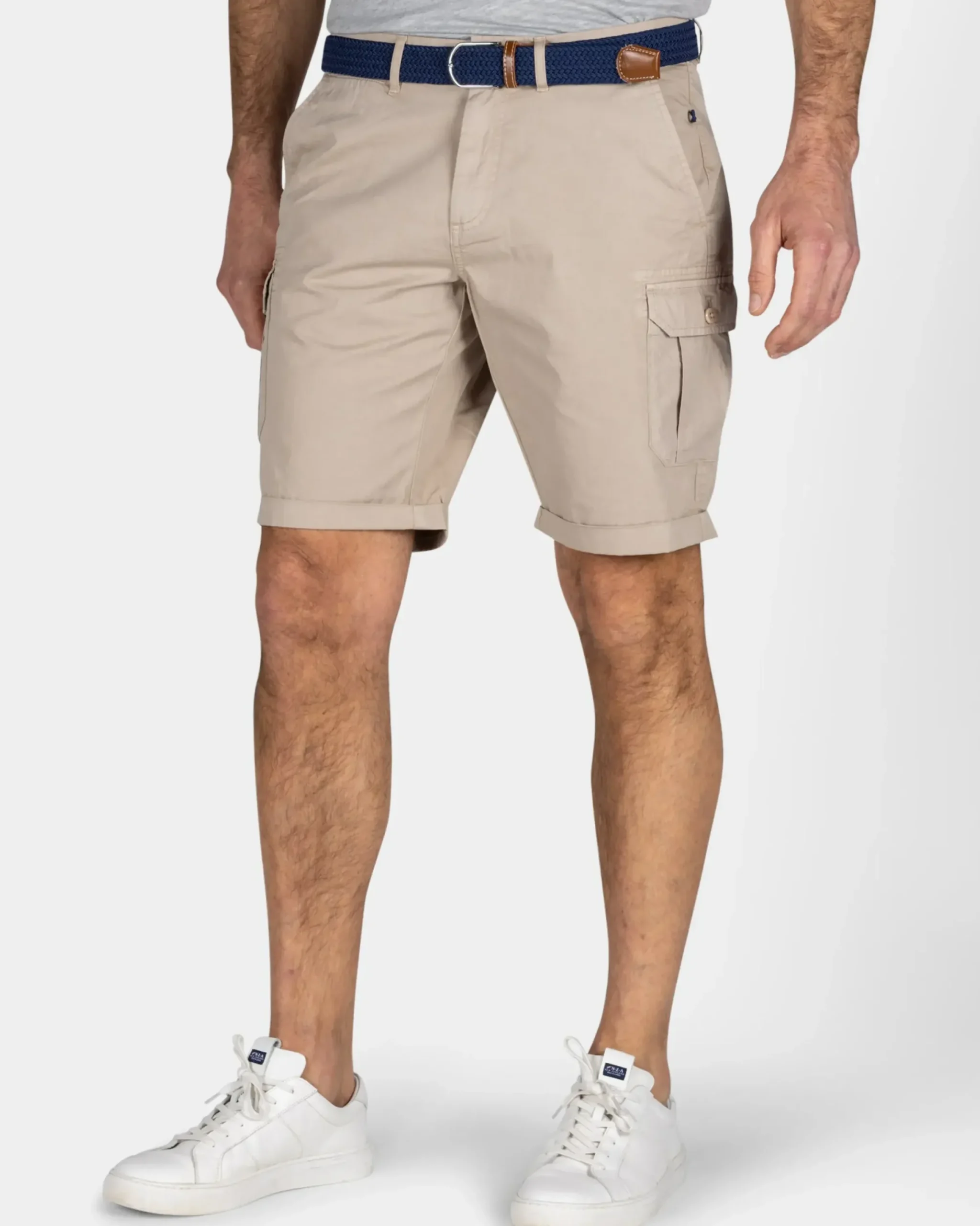 Stoere zandkleurige katoenen cargo short