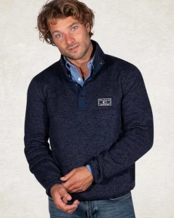Sweater met halve knoopssluiting - Pitch Navy