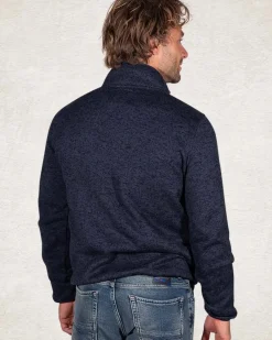Sweater met halve knoopssluiting - Pitch Navy