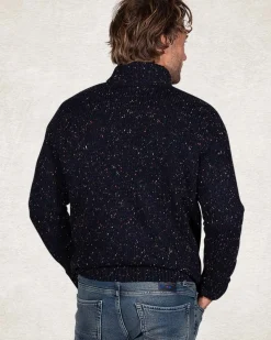 Trui met halve knooppsluiting van wolmix - Pitch Navy