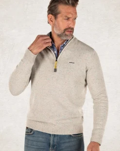 Trui met halve rits met wol - Shadow White