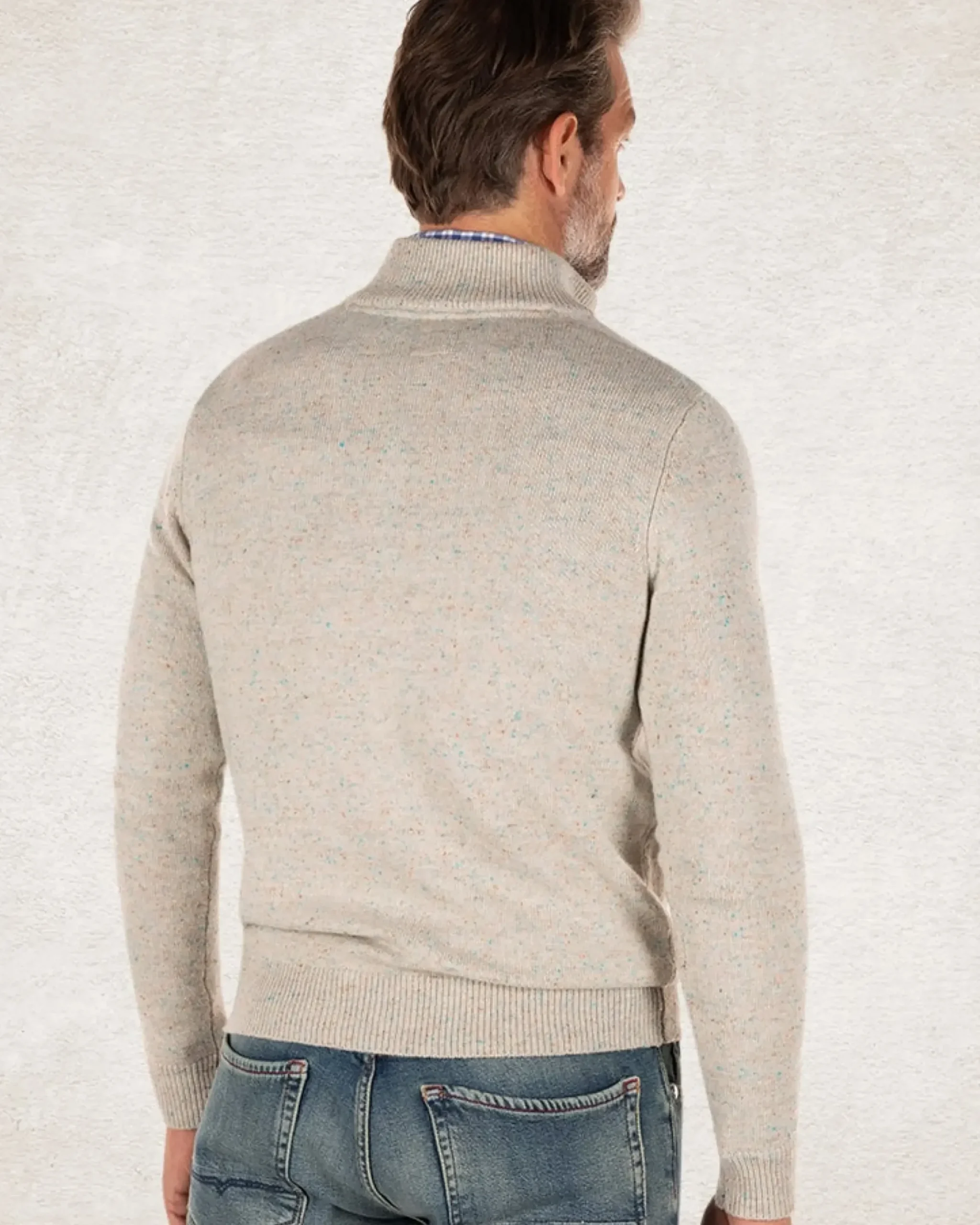 Trui met halve rits met wol - Shadow White