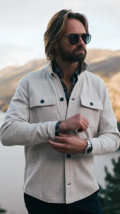 Wit katoenen overshirt - Powder Sand