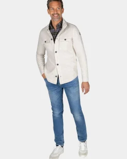 Wit katoenen overshirt - Powder Sand
