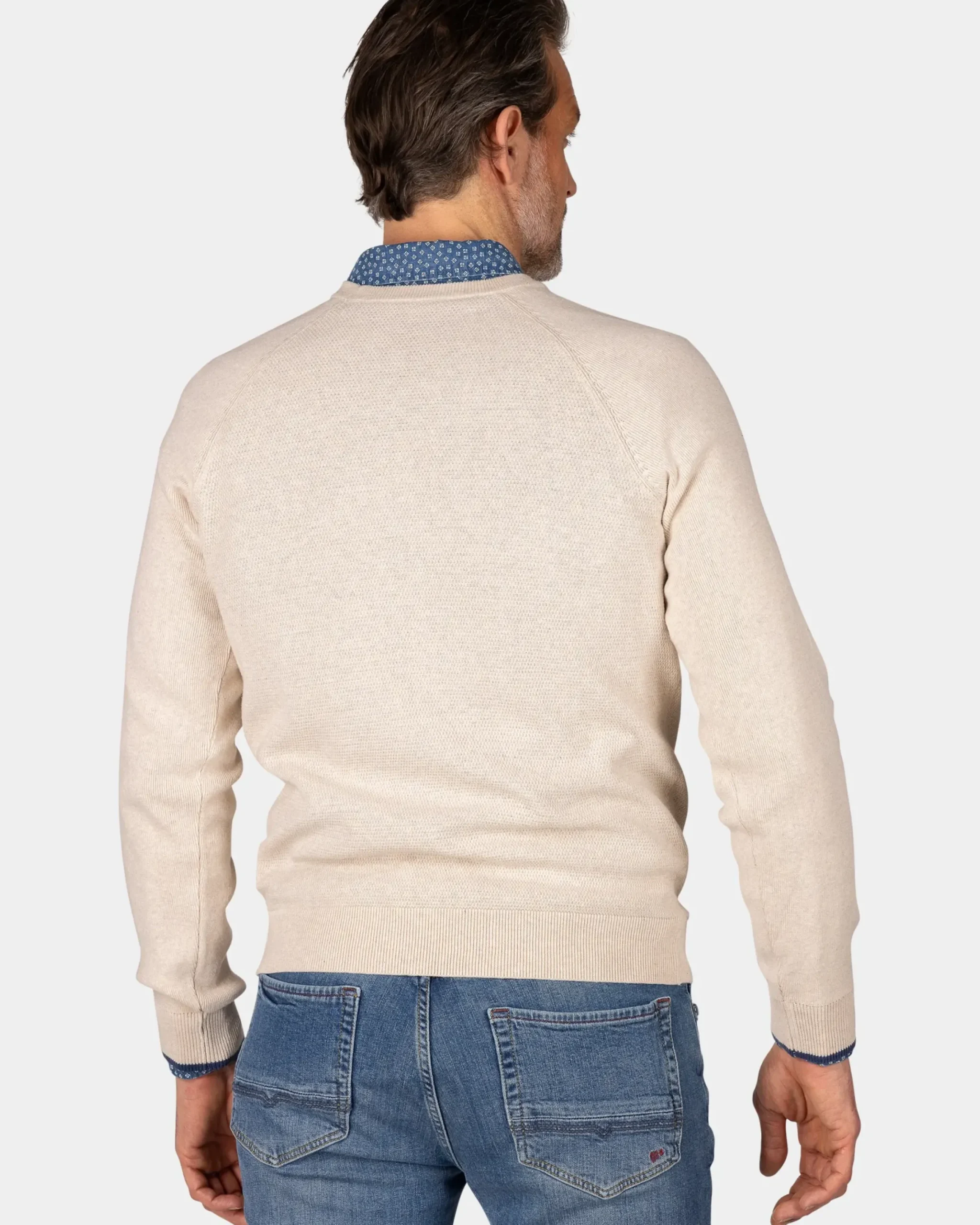 Witte effen pullover met ronde hals
