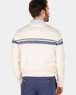 Witte sweater met blauwe streep - Cream