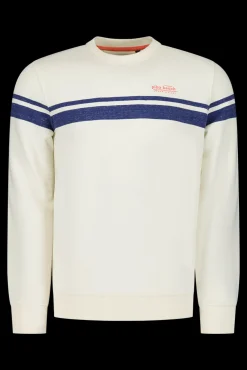 Witte sweater met blauwe streep - Cream
