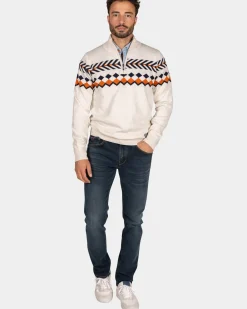 Witte trui met gebreid patroon - Powder Sand