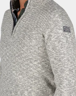 Zandkleurige katoenen trui met halve rits - Shimmering Sand