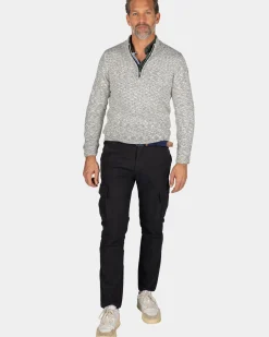 Zandkleurige katoenen trui met halve rits - Shimmering Sand