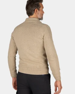 Zandkleurige pullover met halve rits - Shimmering Sand