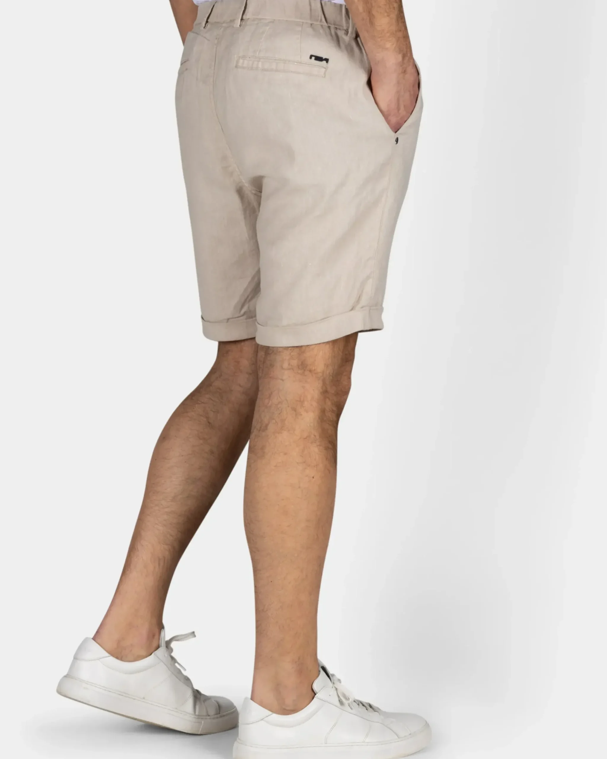 Zandkleurig linnen stretch short