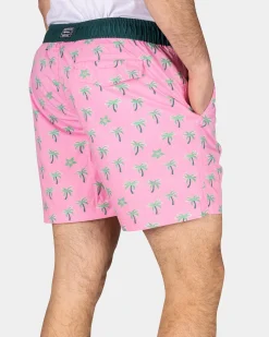 Zwembroek met palmbomen - Bright Pink